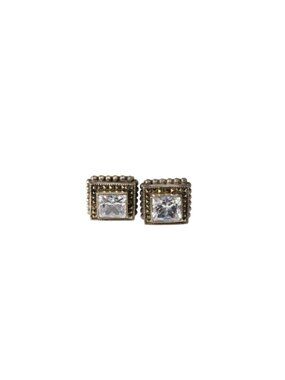L & H CZ Stud Earrings Pierced L&H Vintage Silver 94510